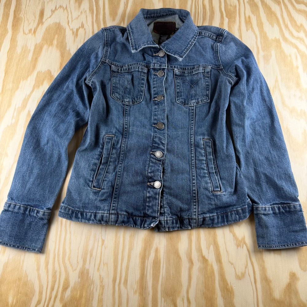 Calvin Klein Jeans Women Medium Faded Denim Blazer Blue WB94J04 Omega Pockets
